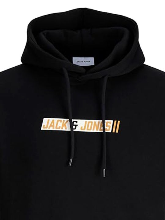 Jack&Jones Erkek 12298432 jjmunk sweat hood Sweatshirts Siyah