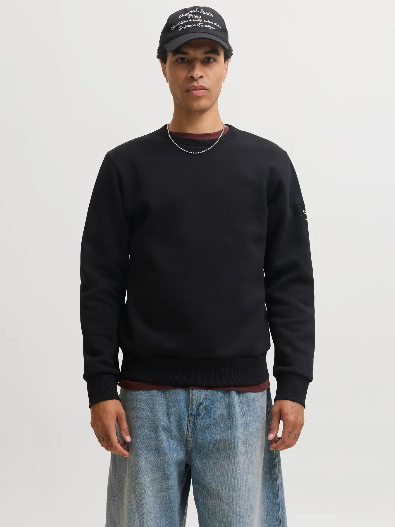 Jack&Jones  Erkek 12298440 Jjcleveland Sweat Crew Neck Ln Sweatshirts Siyah