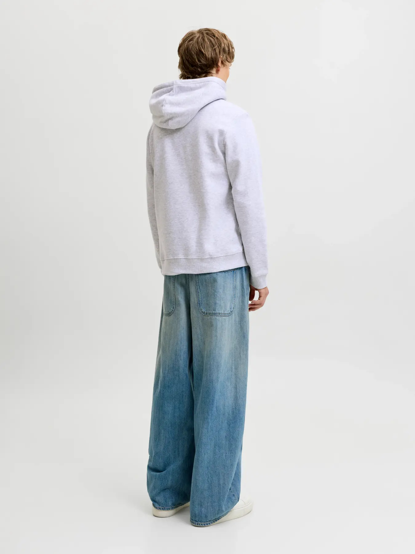 Jack&Jones  Erkek 12298491 Jjaeo Sweat Hood Beyaz