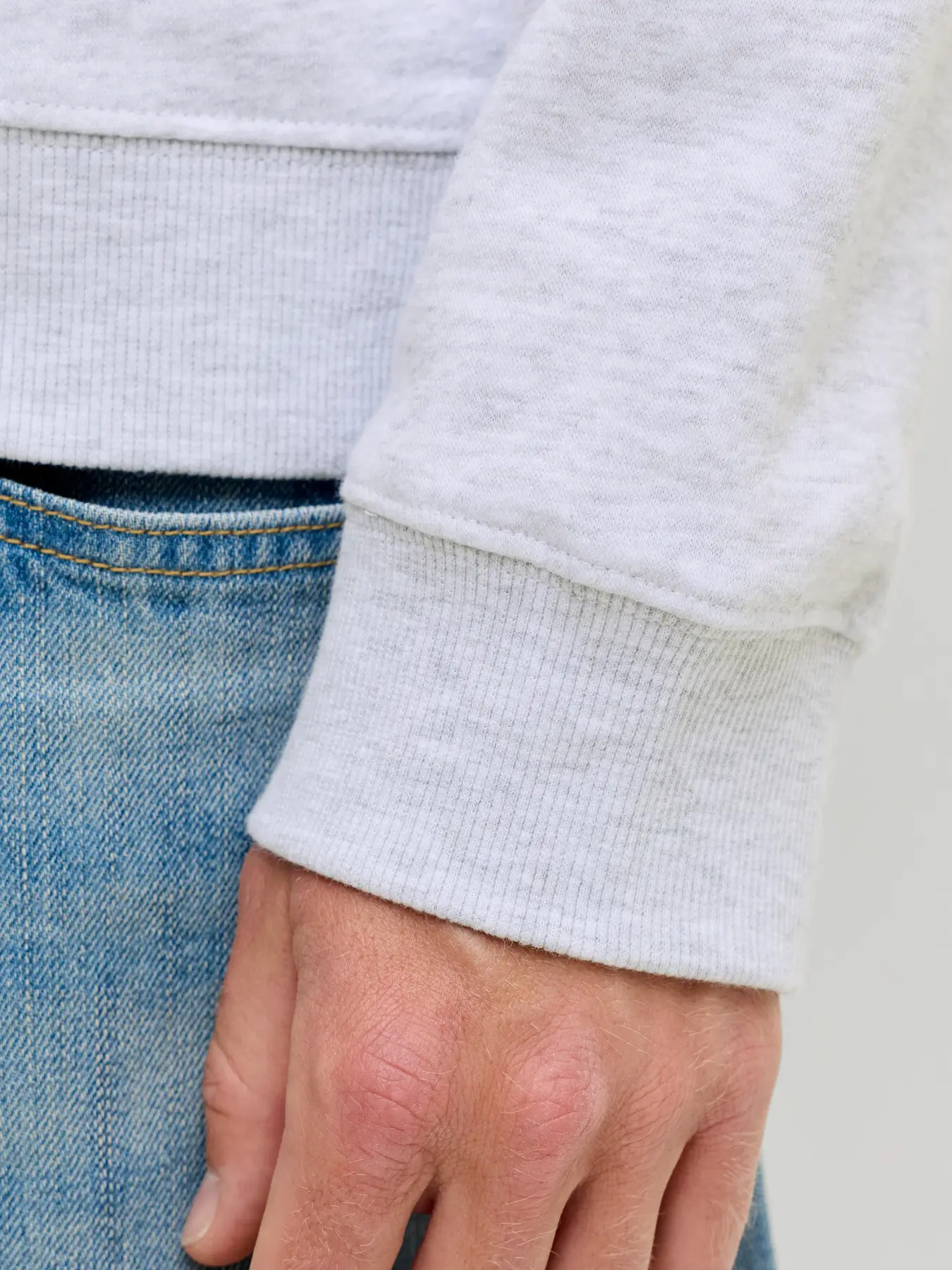 Jack&Jones  Erkek 12298491 Jjaeo Sweat Hood Beyaz