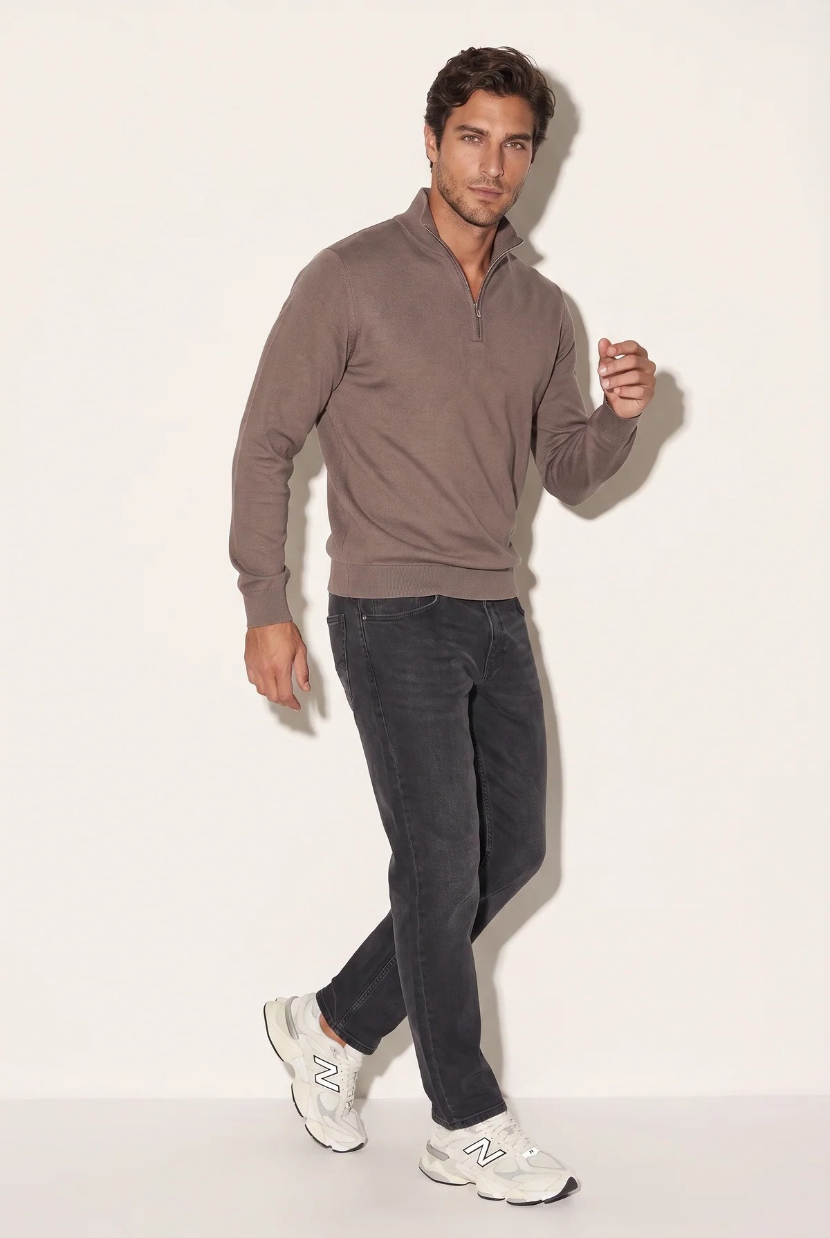 Jsco Erkek 6208 Dik Yaka 30/3 Slk Sweat Kahve
