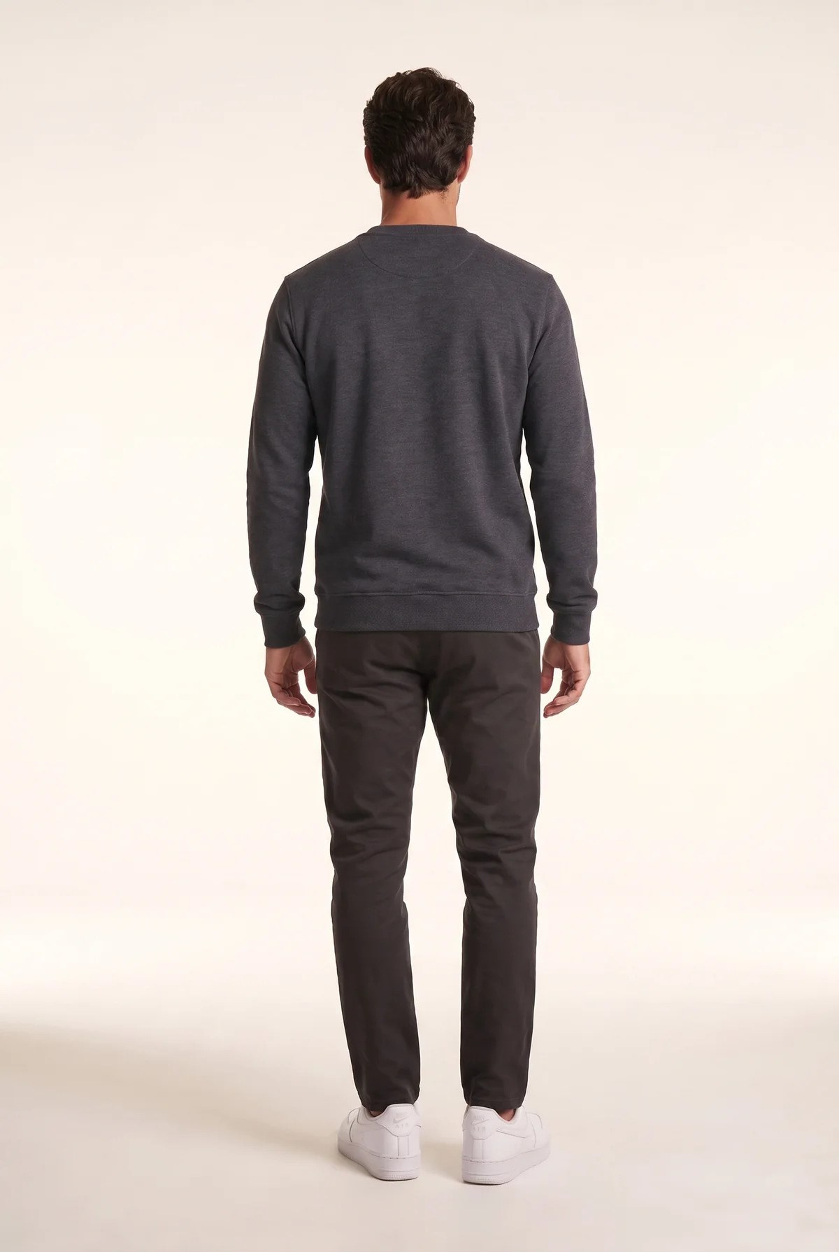 Jsco Erkek 6212 0 Yaka Nakışlı Selanik Sweat Füme