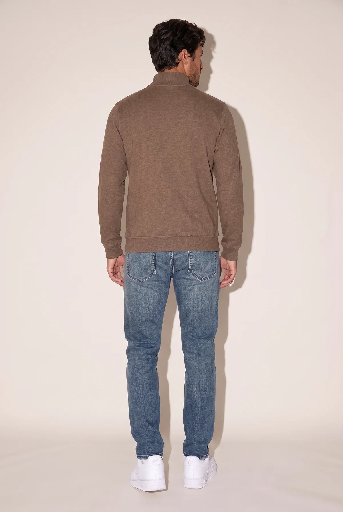 Jsco Erkek 6213 Dik Yaka Nakışlı Selanik Sweat Kahve