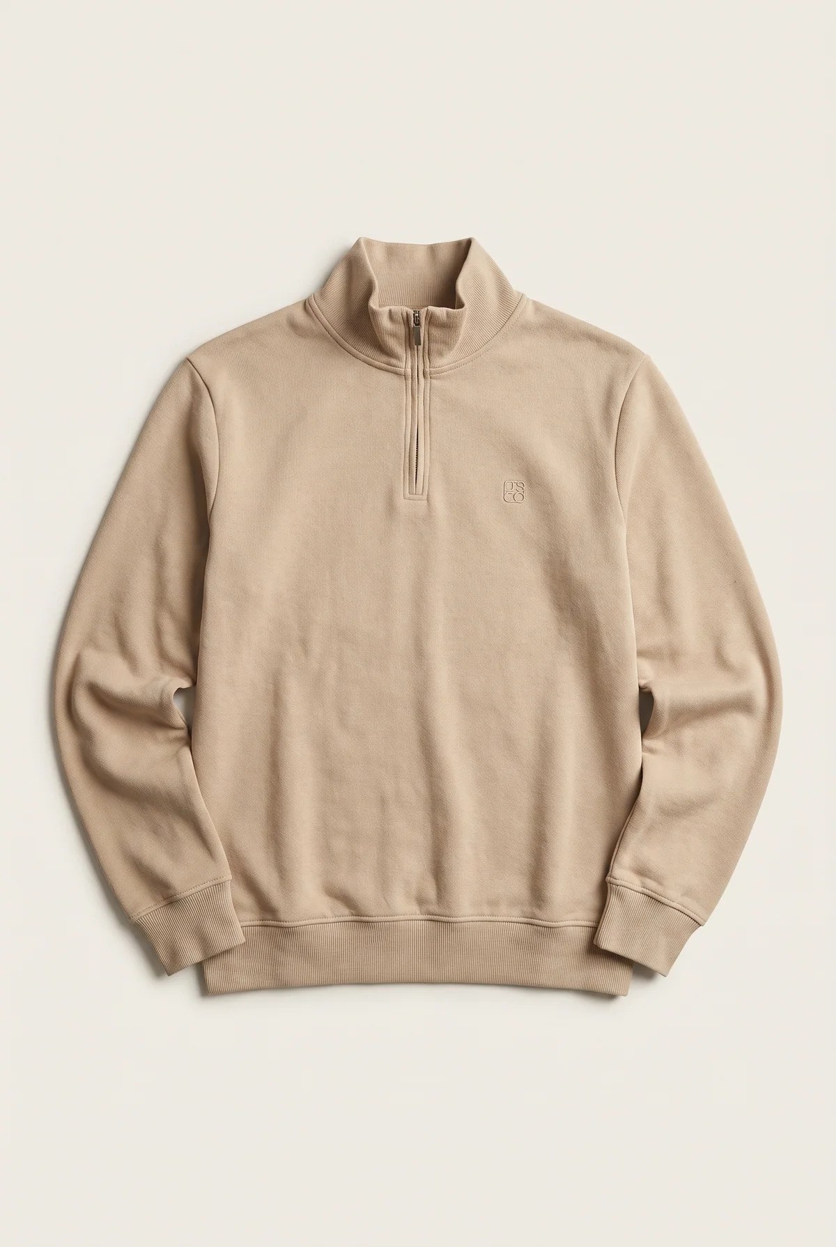 Jsco Erkek 6213 Dik Yaka Nakışlı Selanik Sweat Bej