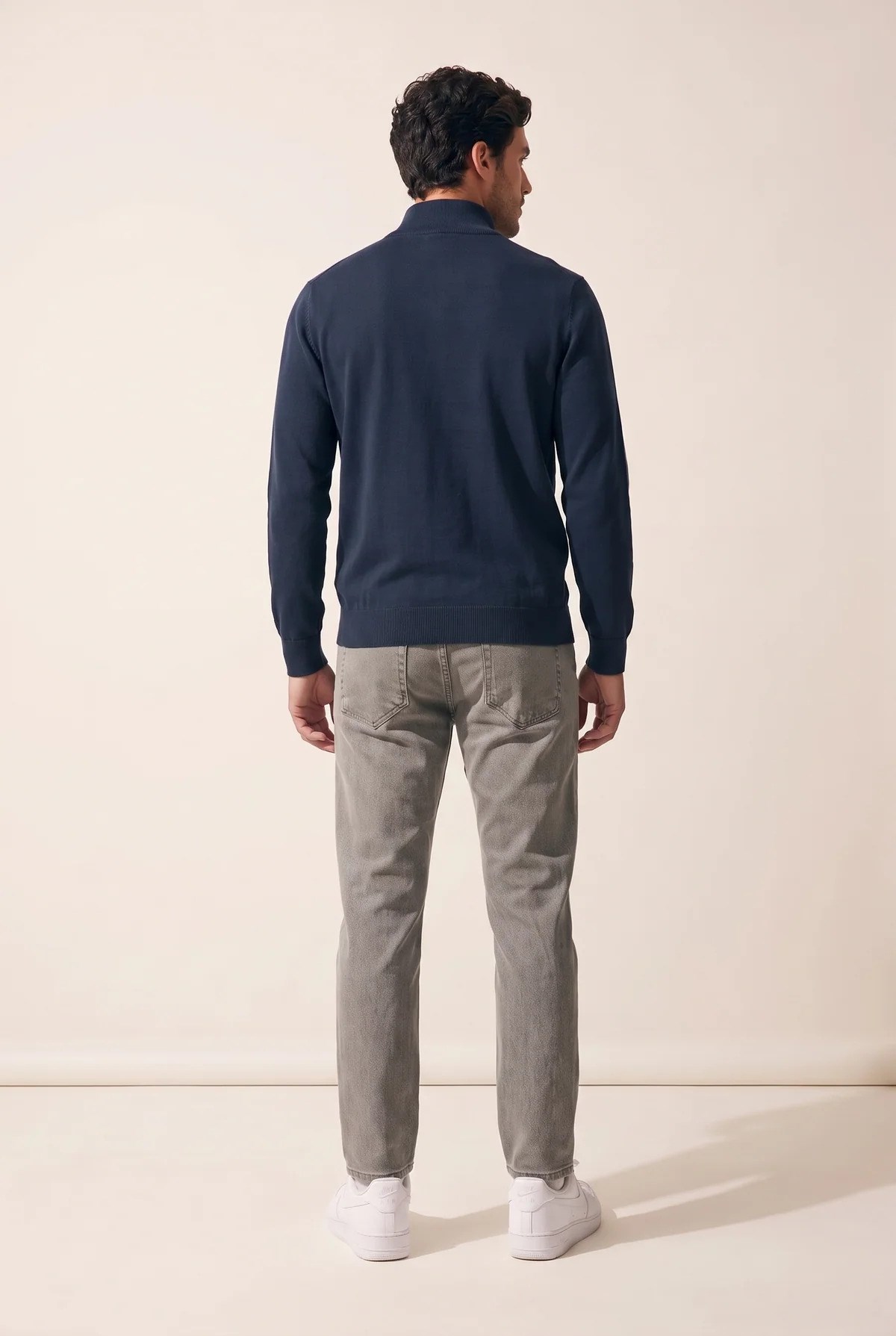 Jsco Erkek 6213 Dik Yaka Nakışlı Selanik Sweat Lacivert