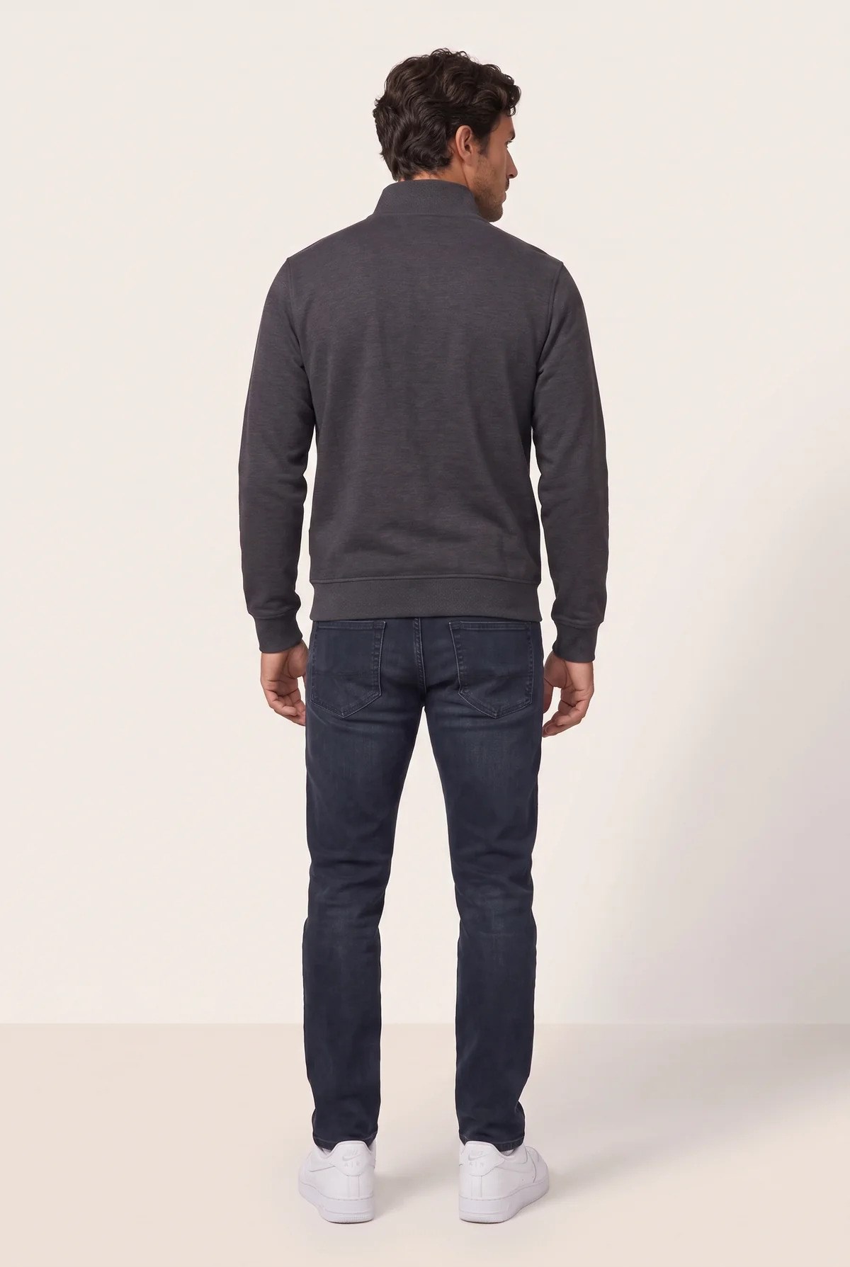 Jsco Erkek 6213 Dik Yaka Nakışlı Selanik Sweat Füme