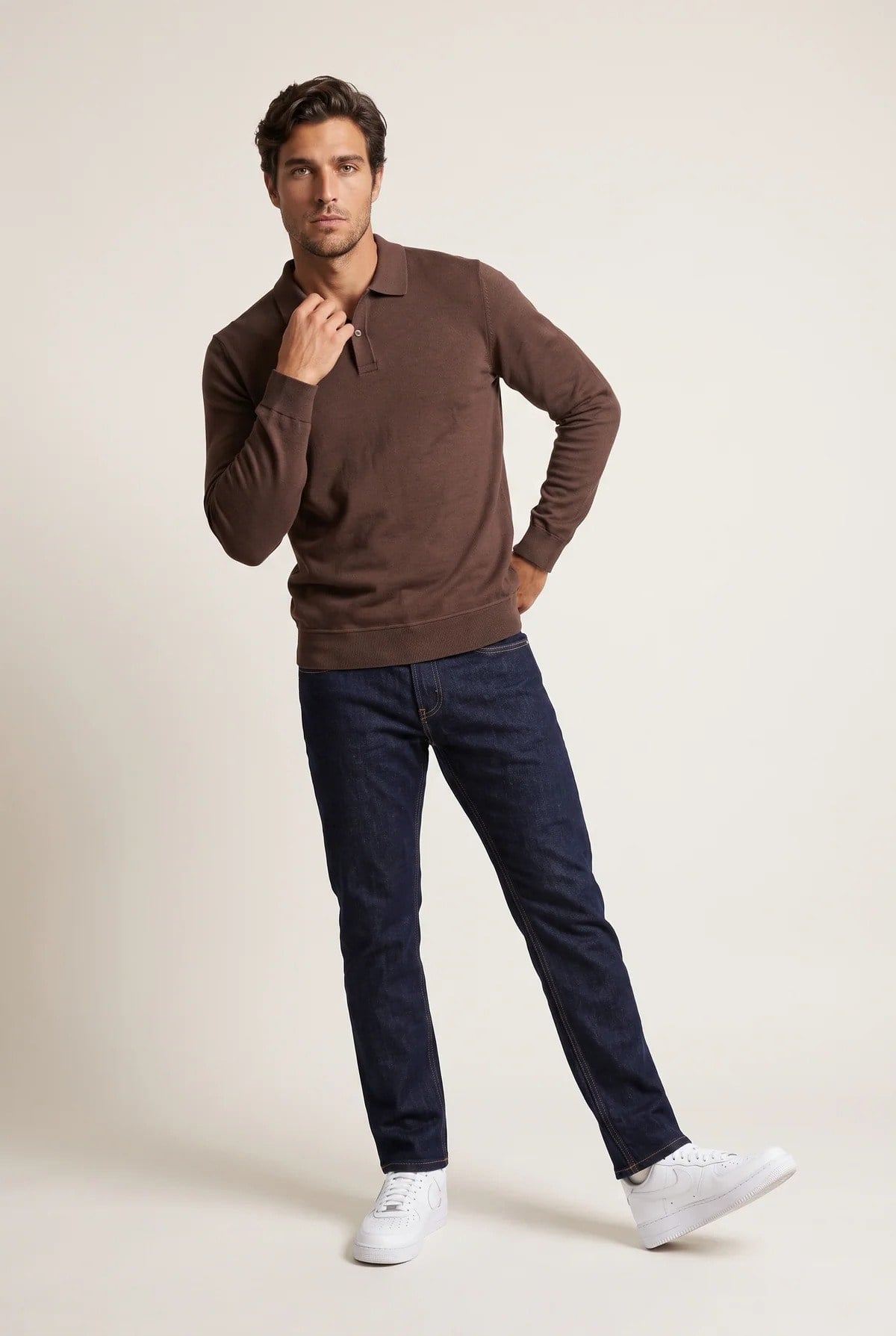 Jsco Erkek 6218 Polo Yaka Selanik Sweat Kahve