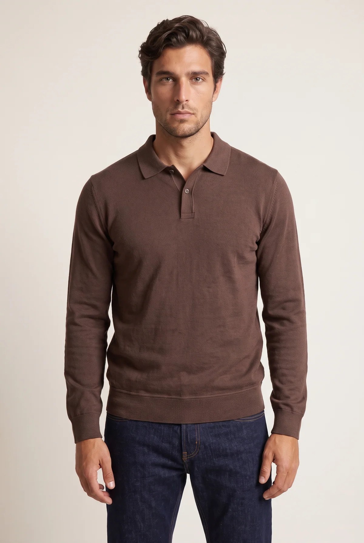Jsco Erkek 6218 Polo Yaka Selanik Sweat Kahve