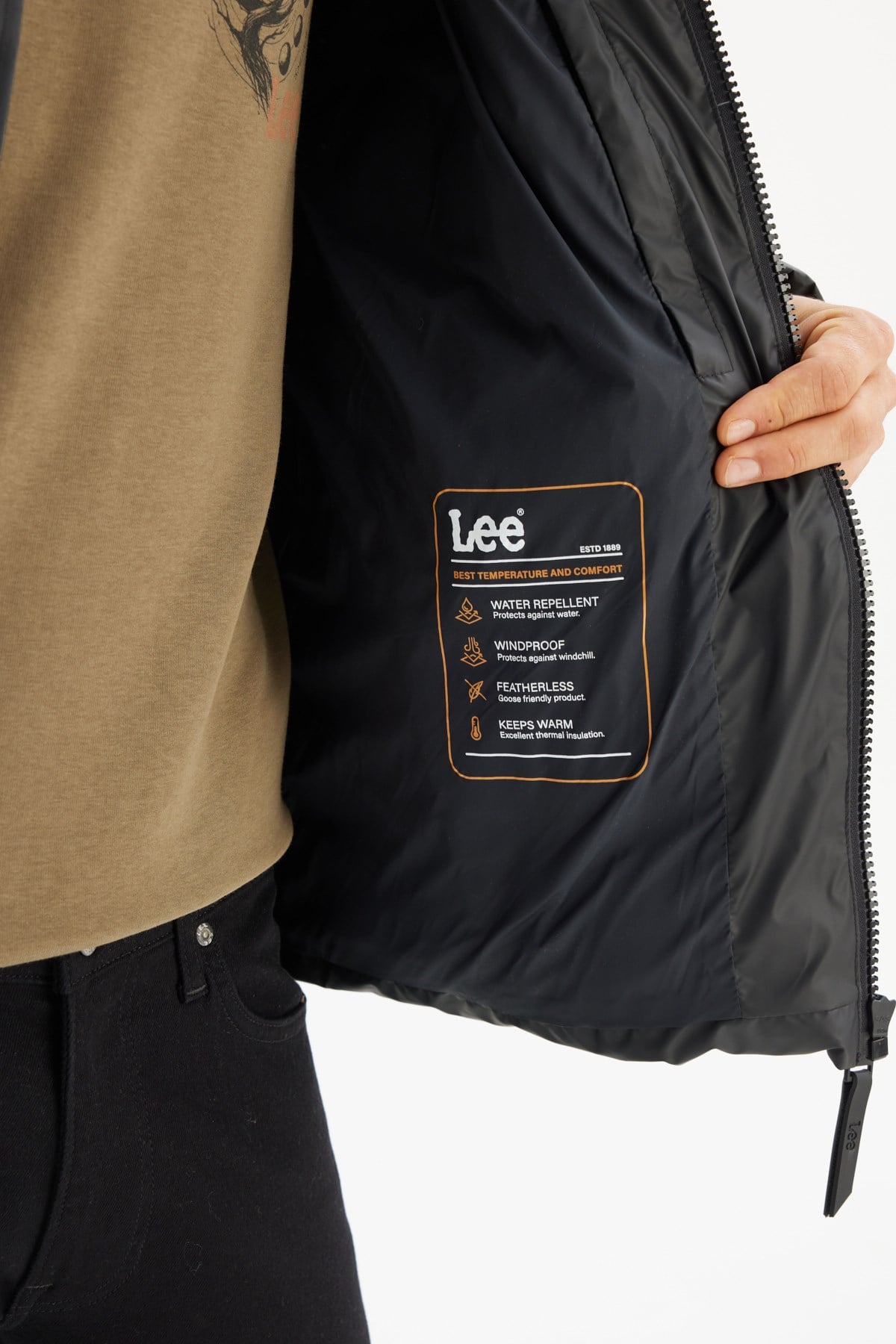 Lee Erkek L2520263001 Erkek Şişme Mont/Black Standart