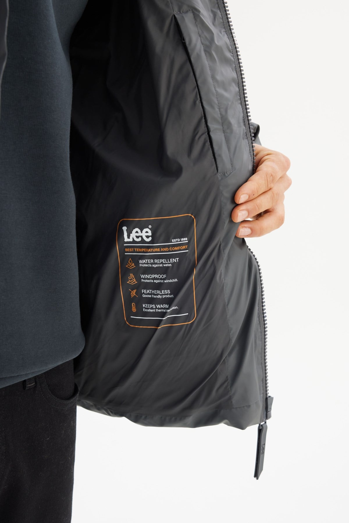 Lee Erkek L2520263035 Erkek Şişme Mont/Gray Standart