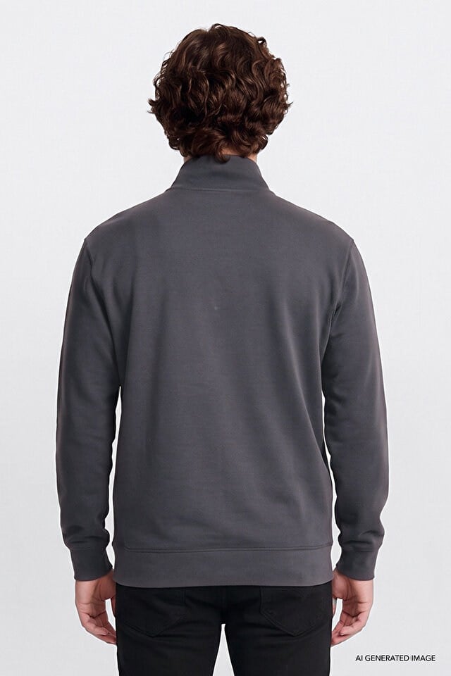 Lee Erkek L2520312003 Erkek Pike Interlock Half Zip Sweatshirt Antrasit