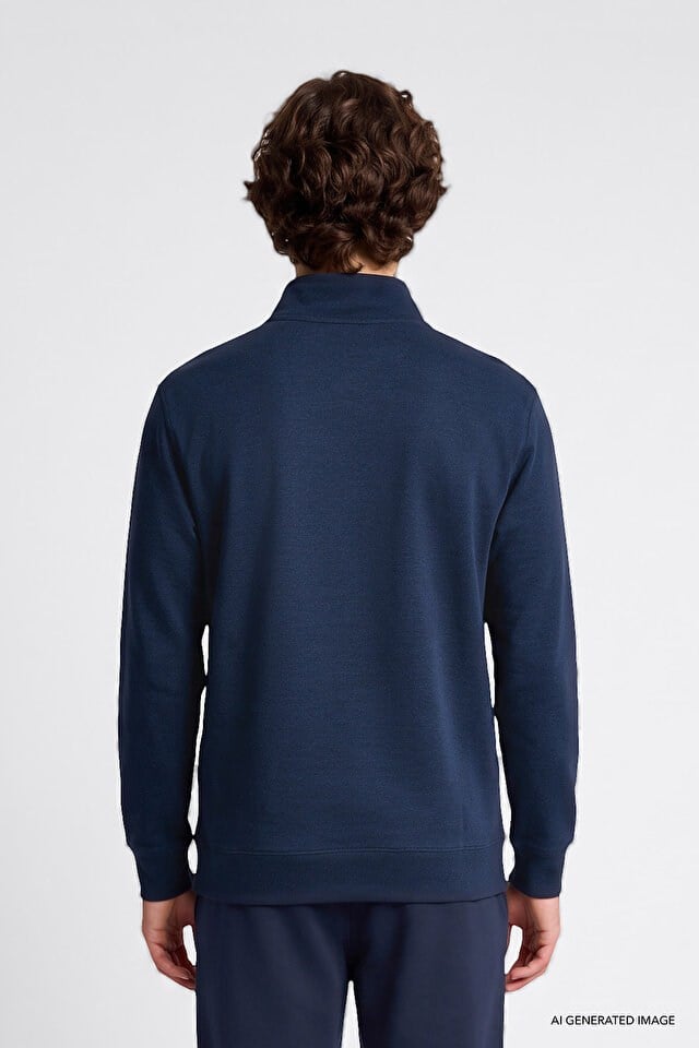 Lee Erkek L2520312411 Pike Interlock Half Zip Sweatshirt / DarKNavy Standart