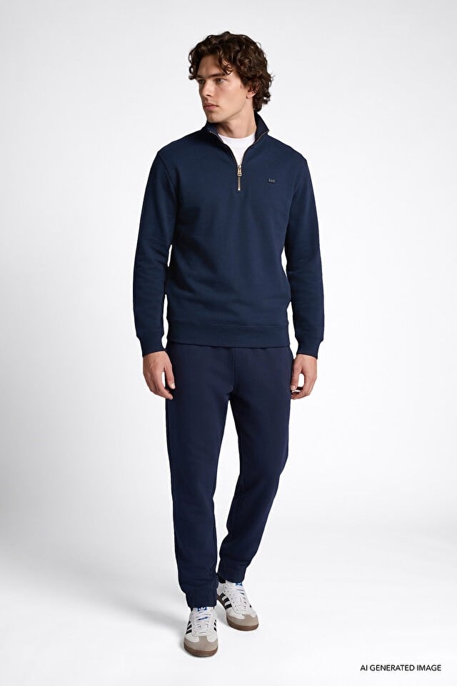 Lee Erkek L2520312411 Pike Interlock Half Zip Sweatshirt / DarKNavy Standart