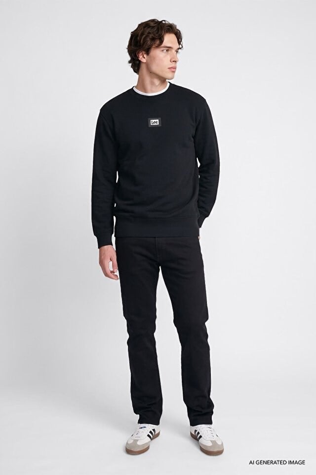 Lee Erkek L2620075001 Mid Logo Sweatshirt/Black Standart