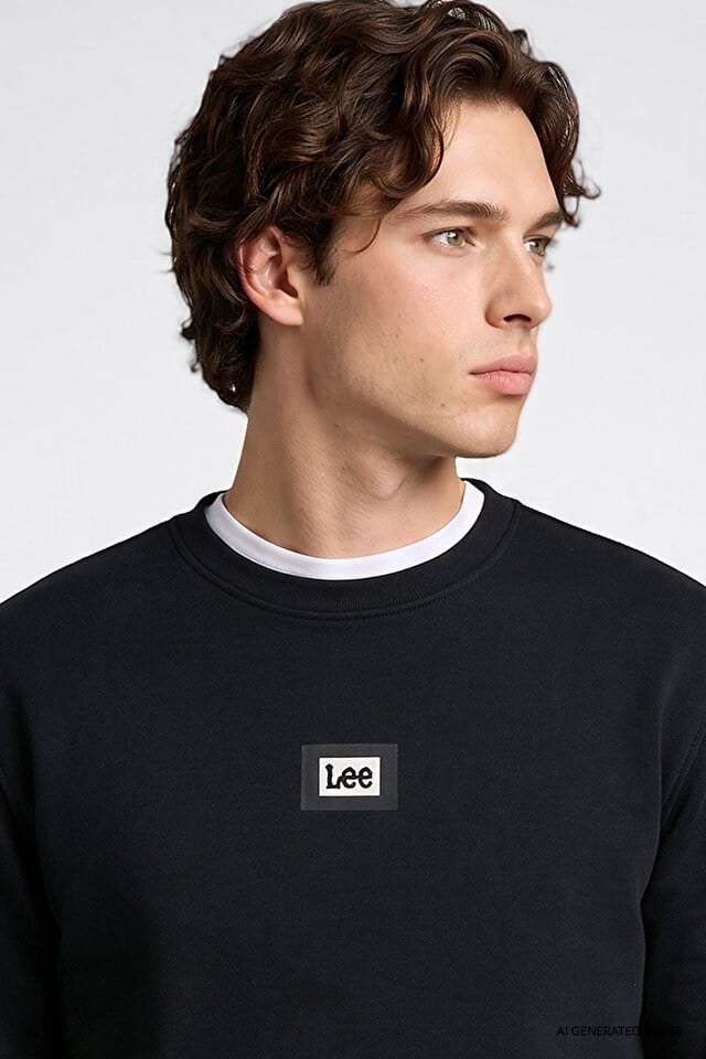 Lee Erkek L2620075001 Mid Logo Sweatshirt/Black Standart