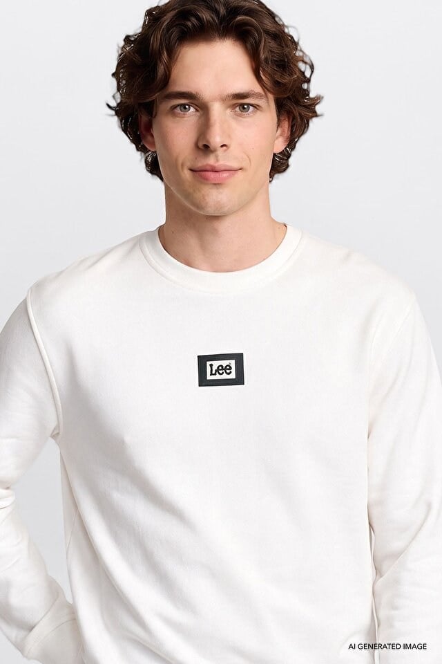 Lee Erkek L2620075102 Mid Logo Sweatshirt/Off White Standart
