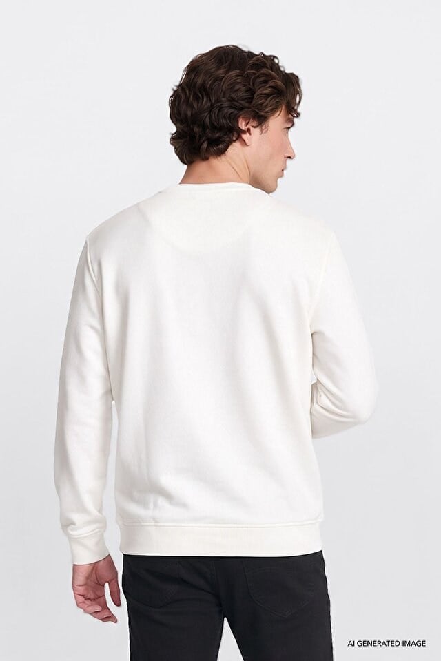 Lee Erkek L2620075102 Mid Logo Sweatshirt/Off White Standart