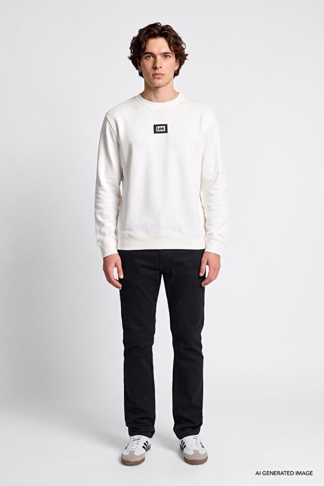 Lee Erkek L2620075102 Mid Logo Sweatshirt/Off White Standart
