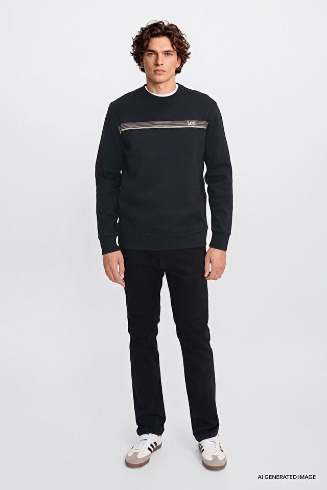 Lee Erkek L2620151001 Mid Logo Sweatshirt/Black Standart