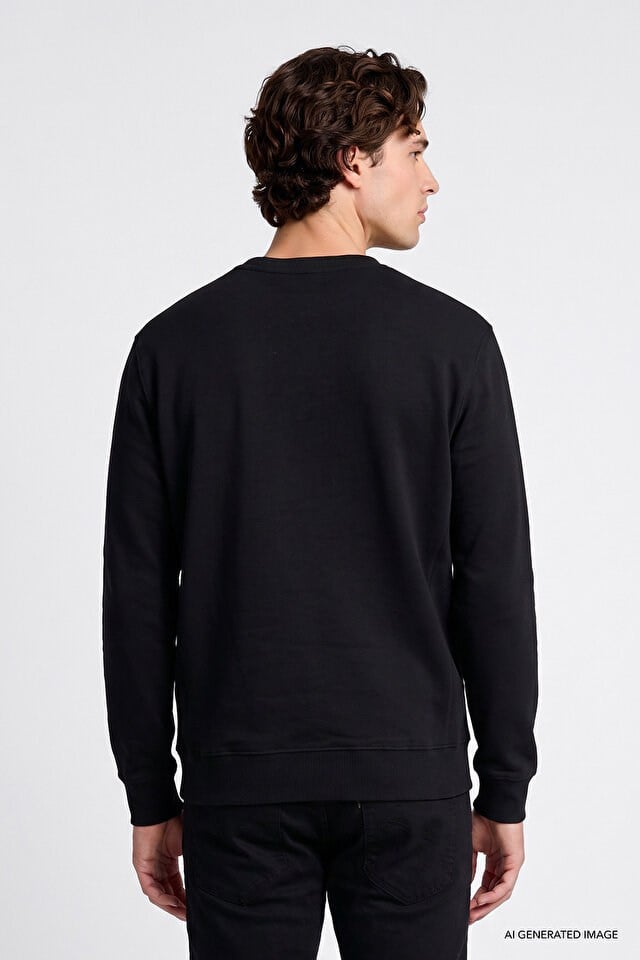 Lee Erkek L82IRY100 Bisiklet Yaka Sweatshirt/Black Standart
