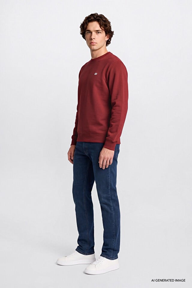 Lee Erkek L82IRYA84 Bisiklet Yaka Sweatshirt/Port Standart