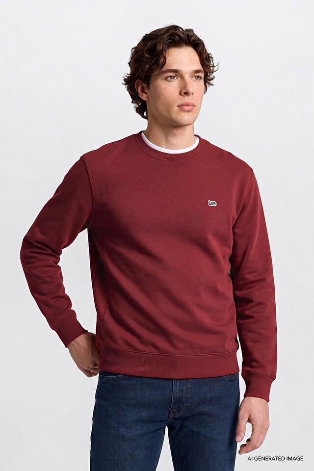 Lee Erkek L82IRYA84 Bisiklet Yaka Sweatshirt/Port Standart
