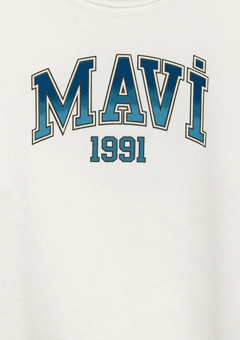 Mavi Çocuk M6S10218-70057 Mavi Baskılı Sweatshırt Kırık Beyaz Beyaz