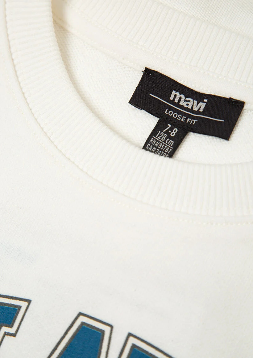 Mavi Çocuk M6S10218-70057 Mavi Baskılı Sweatshırt Kırık Beyaz Beyaz