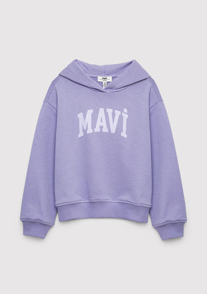 Mavi Çocuk M7S10147-70557 MAVİ LOGO BASKILI KAPŞONLU SWEATSHIRT Mor Mor