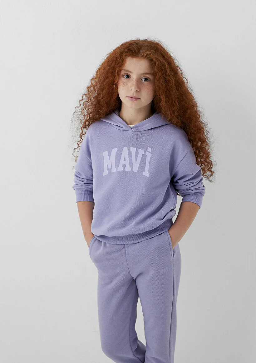 Mavi Çocuk M7S10147-70557 MAVİ LOGO BASKILI KAPŞONLU SWEATSHIRT Mor Mor