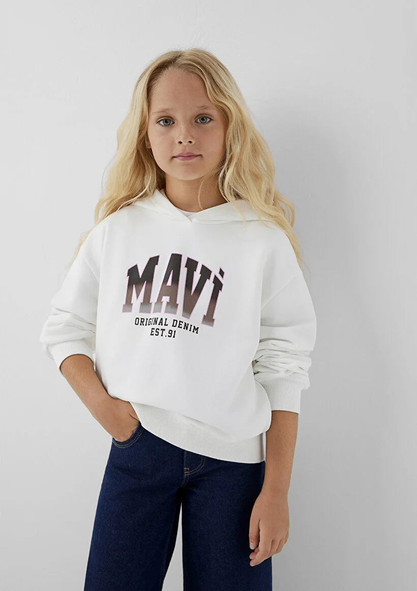 Mavi Çocuk M7S10179-70057 MAVİ BASKILI SWEATSHIRT Kırık Beyaz Kırık Beyaz