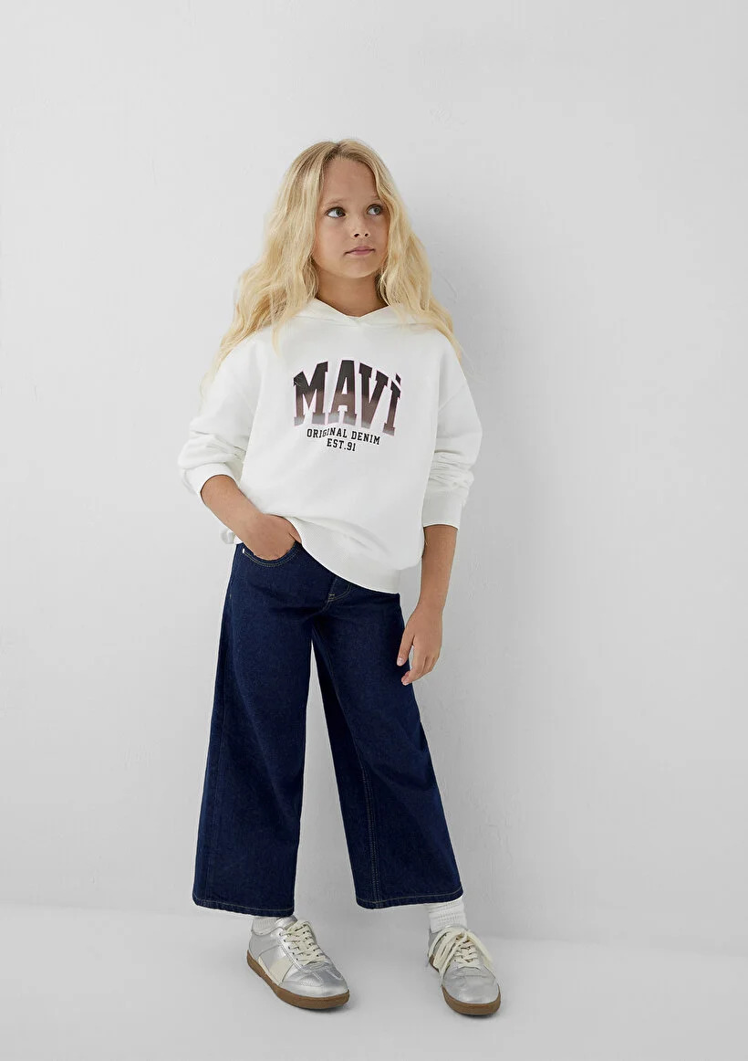 Mavi Çocuk M7S10179-70057 MAVİ BASKILI SWEATSHIRT Kırık Beyaz Kırık Beyaz