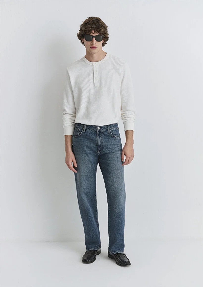 Mavi Erkek M0019166-87850 MARLON Classic Denim Pantolon Puslu Mavi Mavi