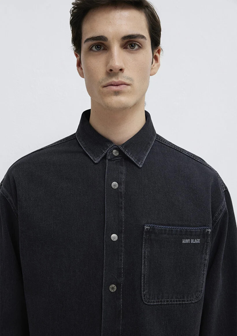 Mavi Erkek M0210588-85622 Denim Gömlek AIDAN Mavi Black Antrasit Antrasit