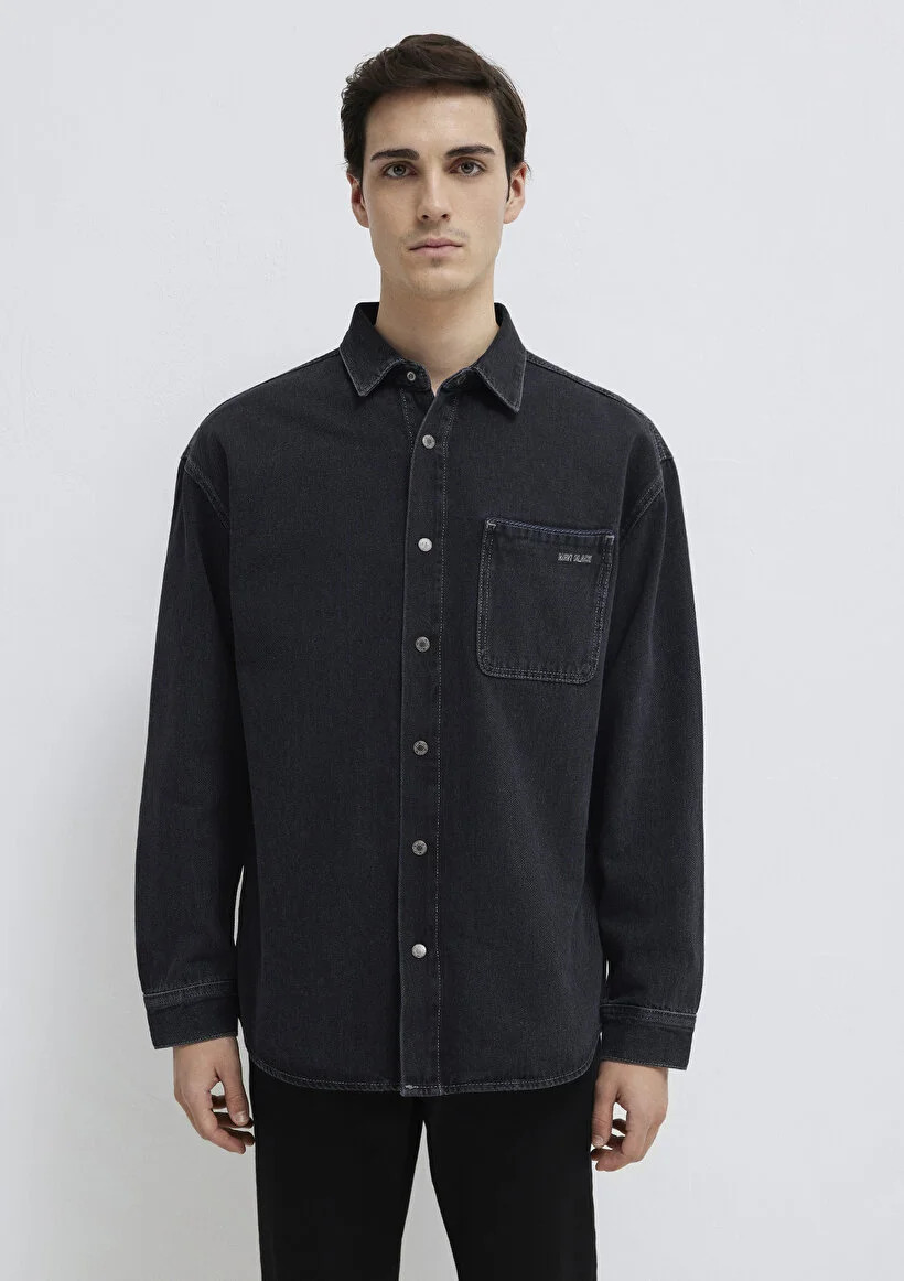 Mavi Erkek M0210588-85622 Denim Gömlek AIDAN Mavi Black Antrasit Antrasit