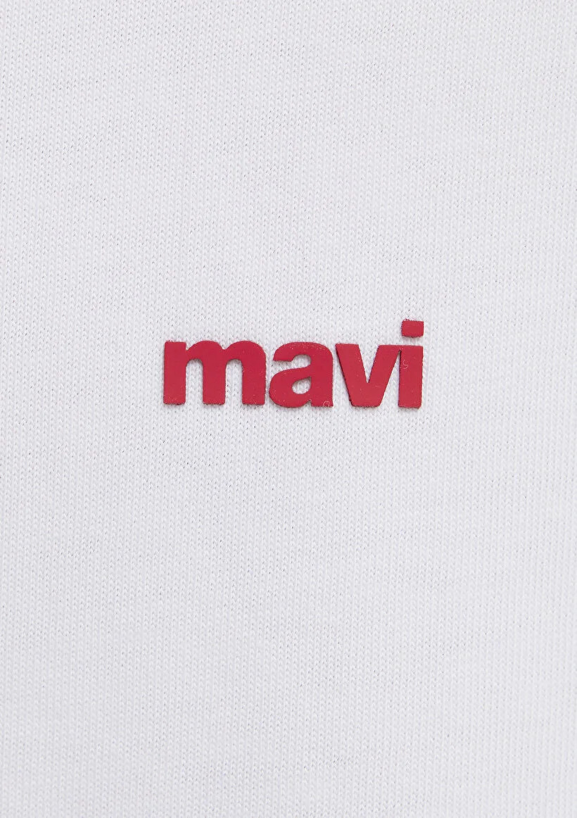 Mavi Erkek M0612216-620 Mavi Baskılı Tişört Beyaz Beyaz