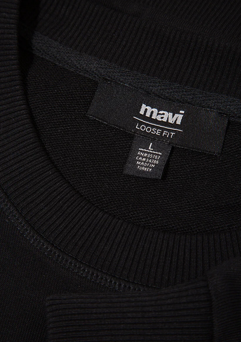 Mavi Erkek M0S10551-900 Mavi Bisiklet Yaka Sweatshirt Siyah Siyah