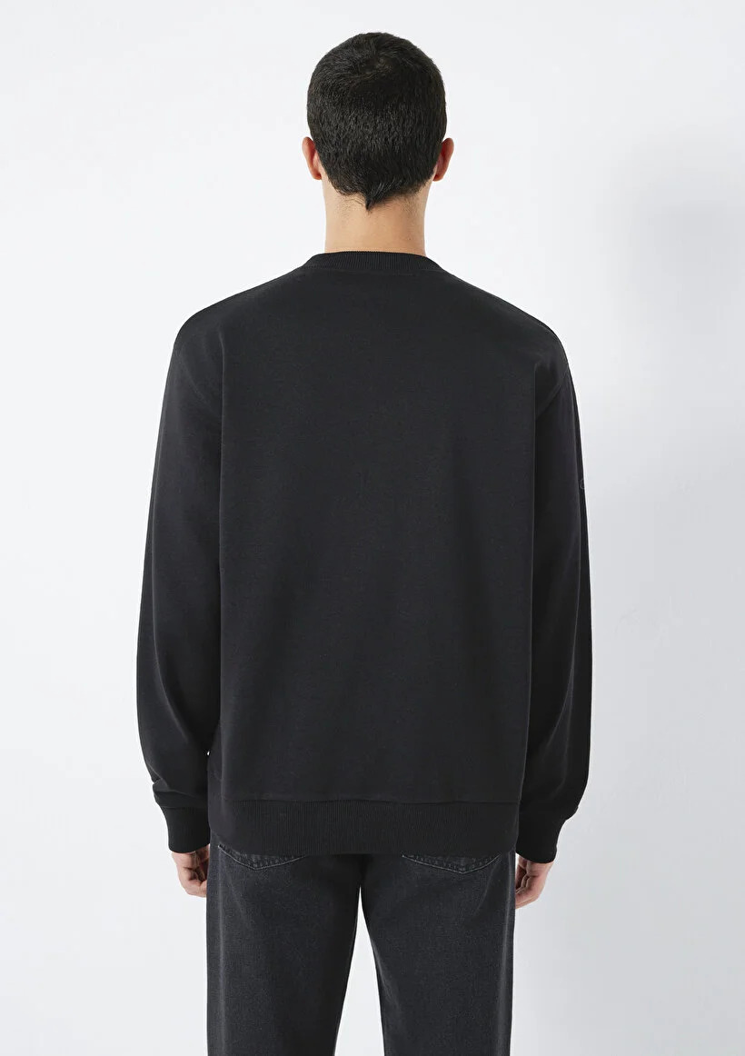 Mavi Erkek M0S10551-900 Mavi Bisiklet Yaka Sweatshirt Siyah Siyah