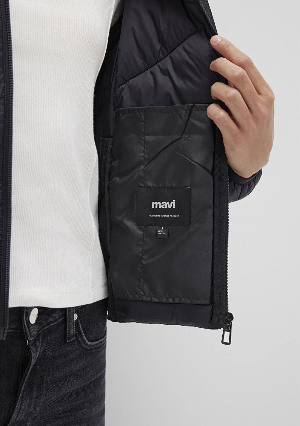 Mavi Kadın M110698-900 Dik Yaka Ceket Siyah Standart
