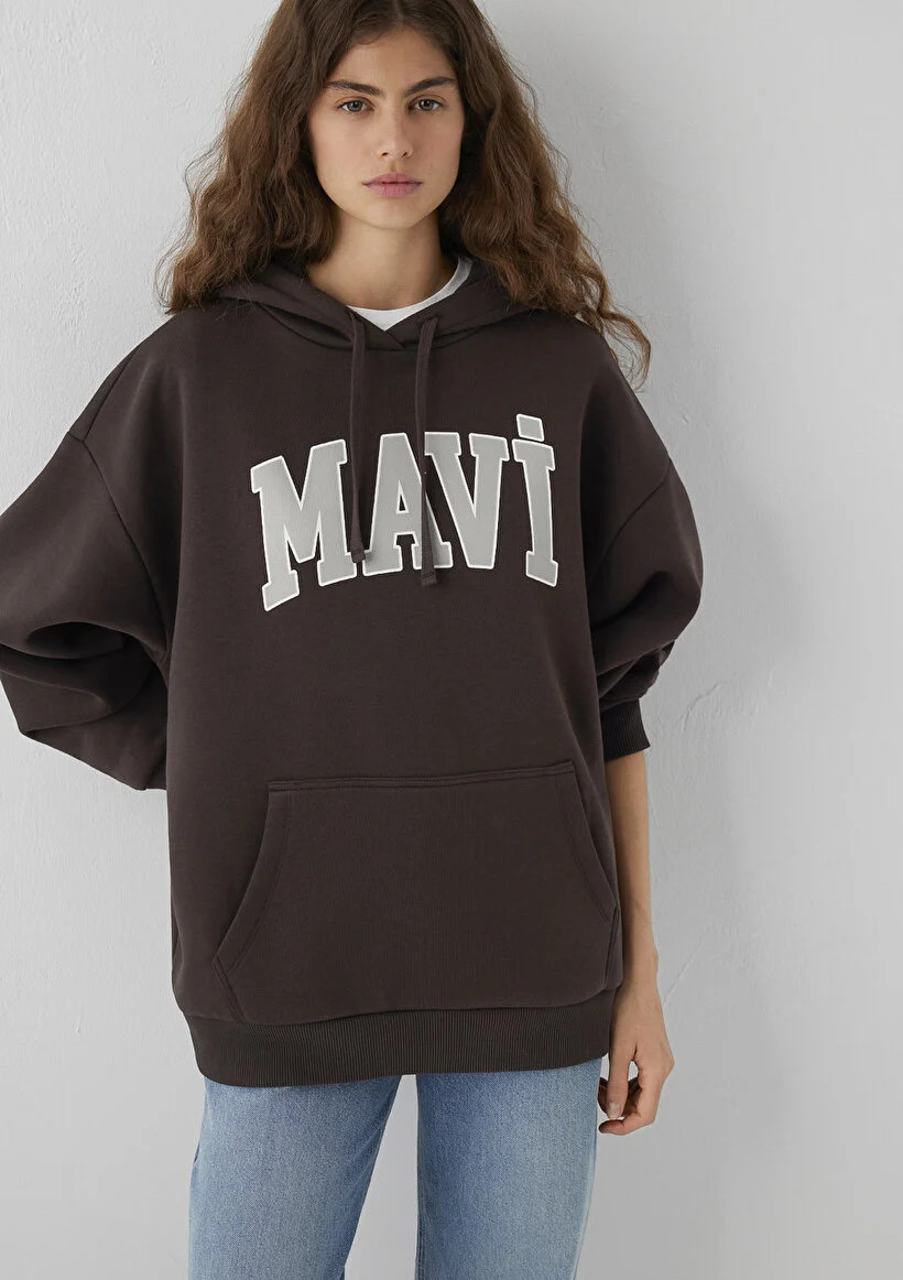 Mavi Kadın M1600361-70240 MAVI LOGO KAPÜSONLU SWEATSHIRT Black Cof Siyah