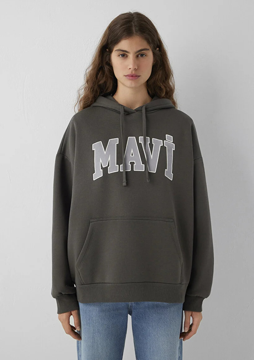 Mavi Kadın M1600361-71598 MAVİ LOGO KAPÜŞONLU SWEATSHIRT Yosun Yeşili Yeşil