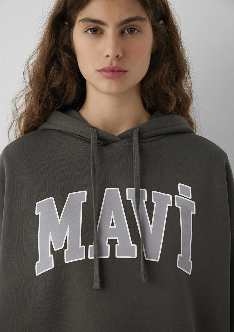 Mavi Kadın M1600361-71598 MAVİ LOGO KAPÜŞONLU SWEATSHIRT Yosun Yeşili Yeşil