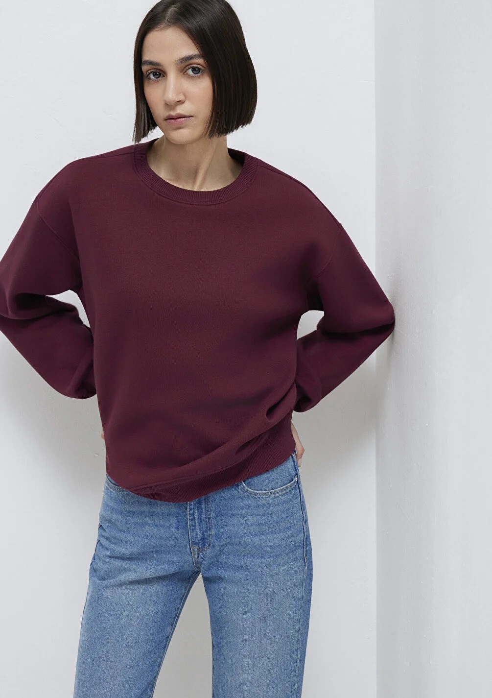 Mavi Kadın M1610198-70415 Bisiklet Yaka Sweatshırt Windsor Wine Mavi