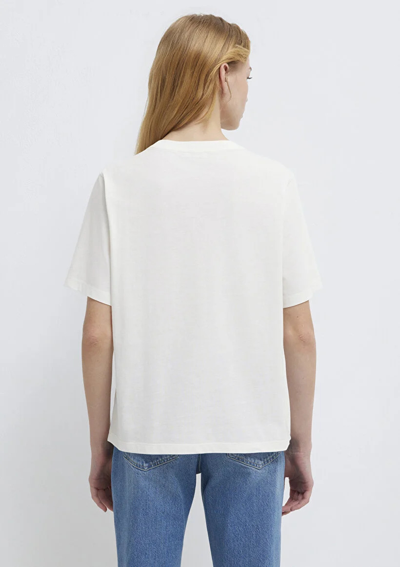 Mavi Kadın M1613565-80194 Logo Baskılı T-Shirt Hindistan Cevizi Hindistan Cevizi
