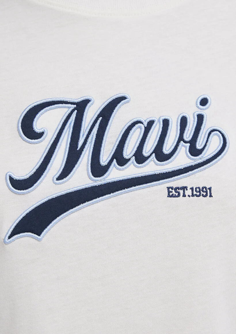 Mavi Kadın M1613565-80194 Logo Baskılı T-Shirt Hindistan Cevizi Hindistan Cevizi