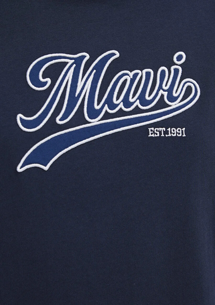 Mavi Kadın M1613565-82318005 Logo Baskılı T-Shırt Koyu Lacivert Lacivert
