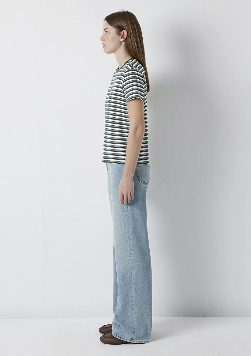Mavi Kadın M1614397-91642 Logo Baskılı Tişört Sycamore Stripe Siyah