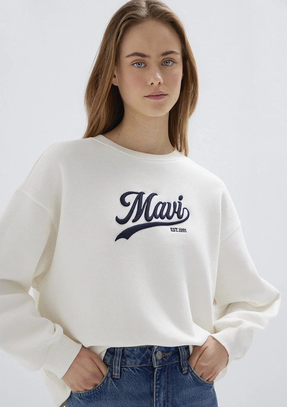 Mavi Kadın M1S10419-80194 LOGO BASKILI SWEATSHIRT Hindistan Cevizi Hindistan Cevizi