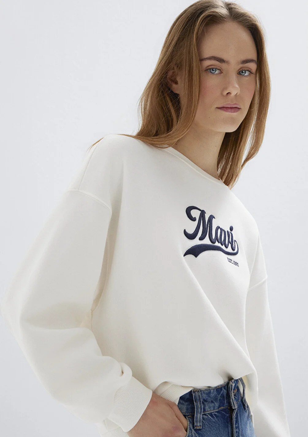 Mavi Kadın M1S10419-80194 LOGO BASKILI SWEATSHIRT Hindistan Cevizi Hindistan Cevizi