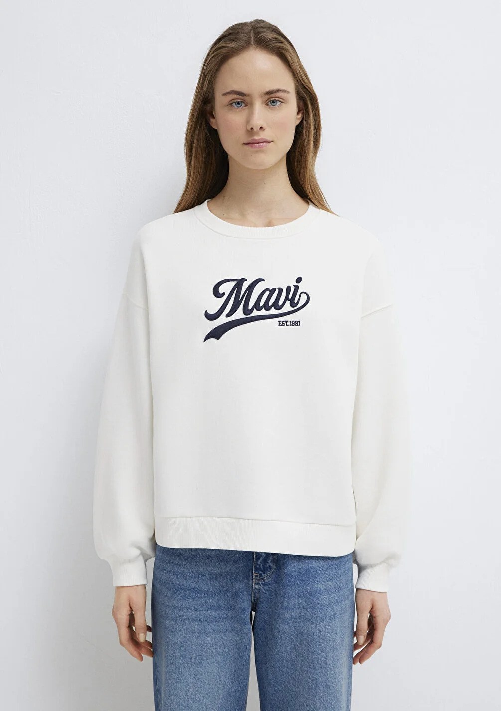 Mavi Kadın M1S10419-80194 LOGO BASKILI SWEATSHIRT Hindistan Cevizi Hindistan Cevizi
